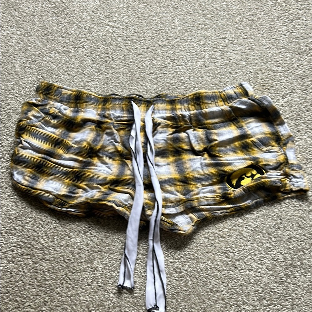 Iowa Yellow and Gray Plaid Shorts with Logo